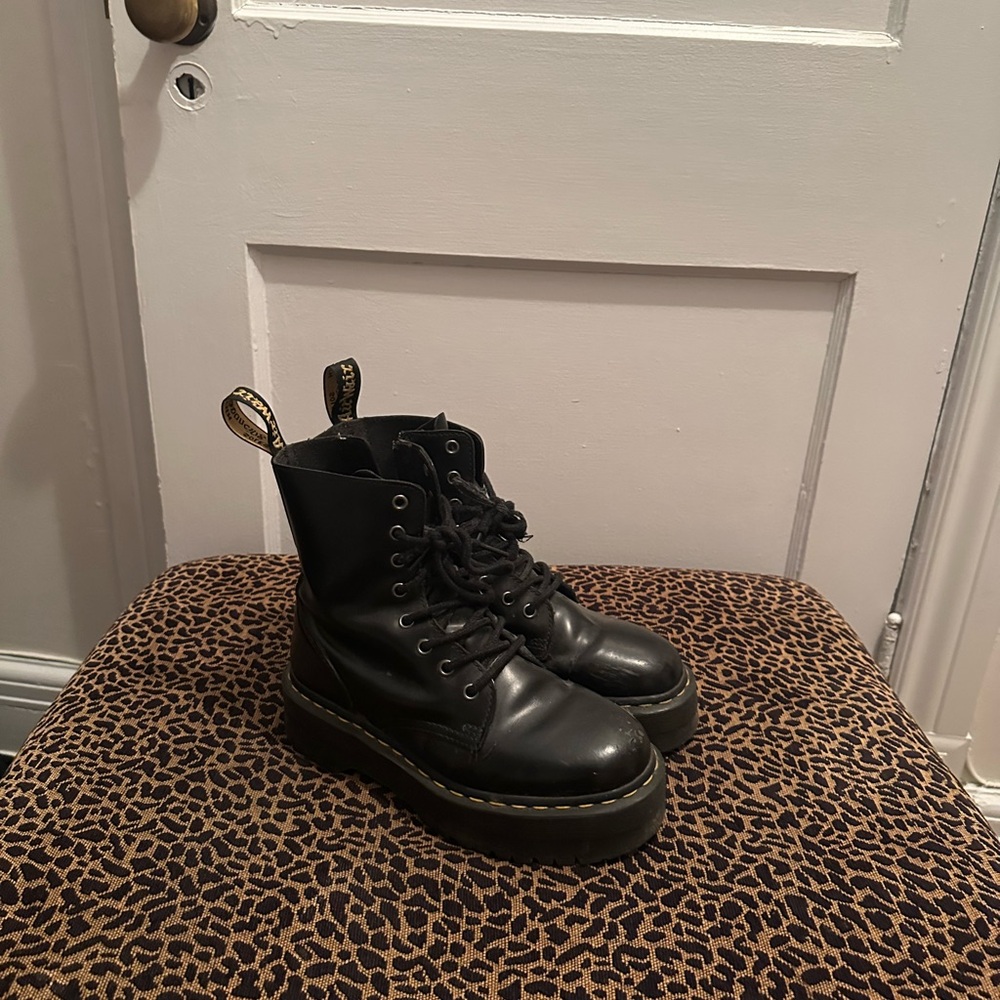 Black Leather Lace-Up Boots